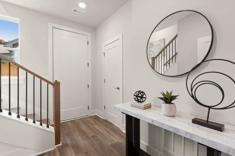 Upstairs hallway with decor