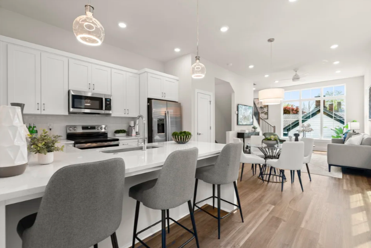 Open concept kitchen and living area